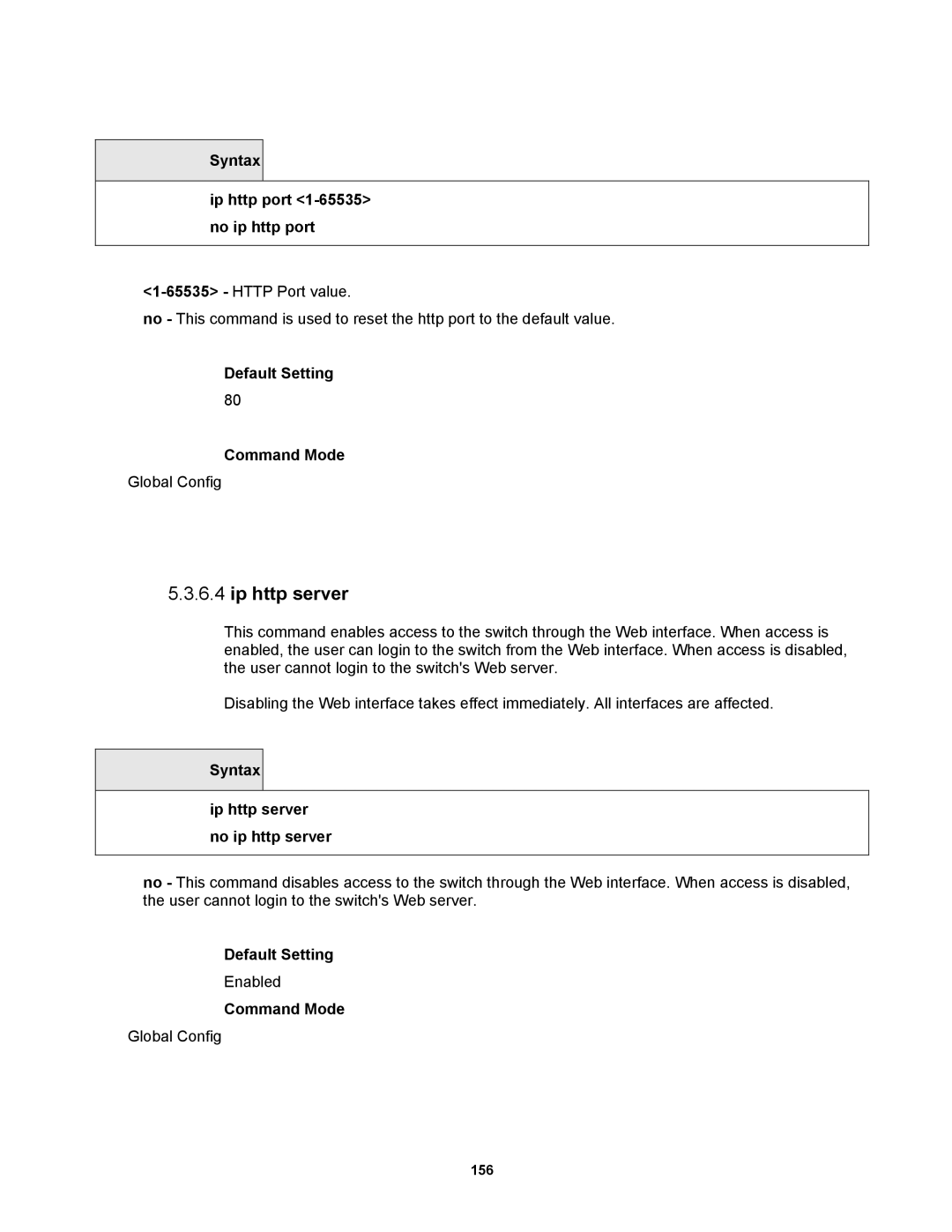 Fortinet MR1 manual Syntax Ip http port 1-65535 no ip http port, Syntax Ip http server no ip http server 