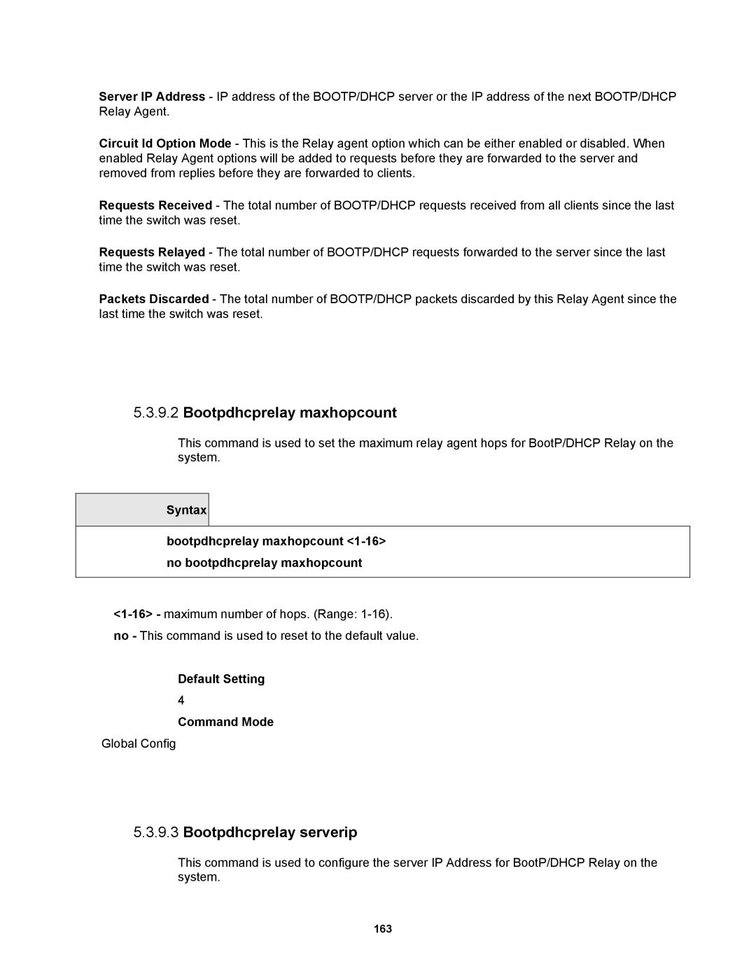 Fortinet MR1 manual Bootpdhcprelay maxhopcount, Bootpdhcprelay serverip 