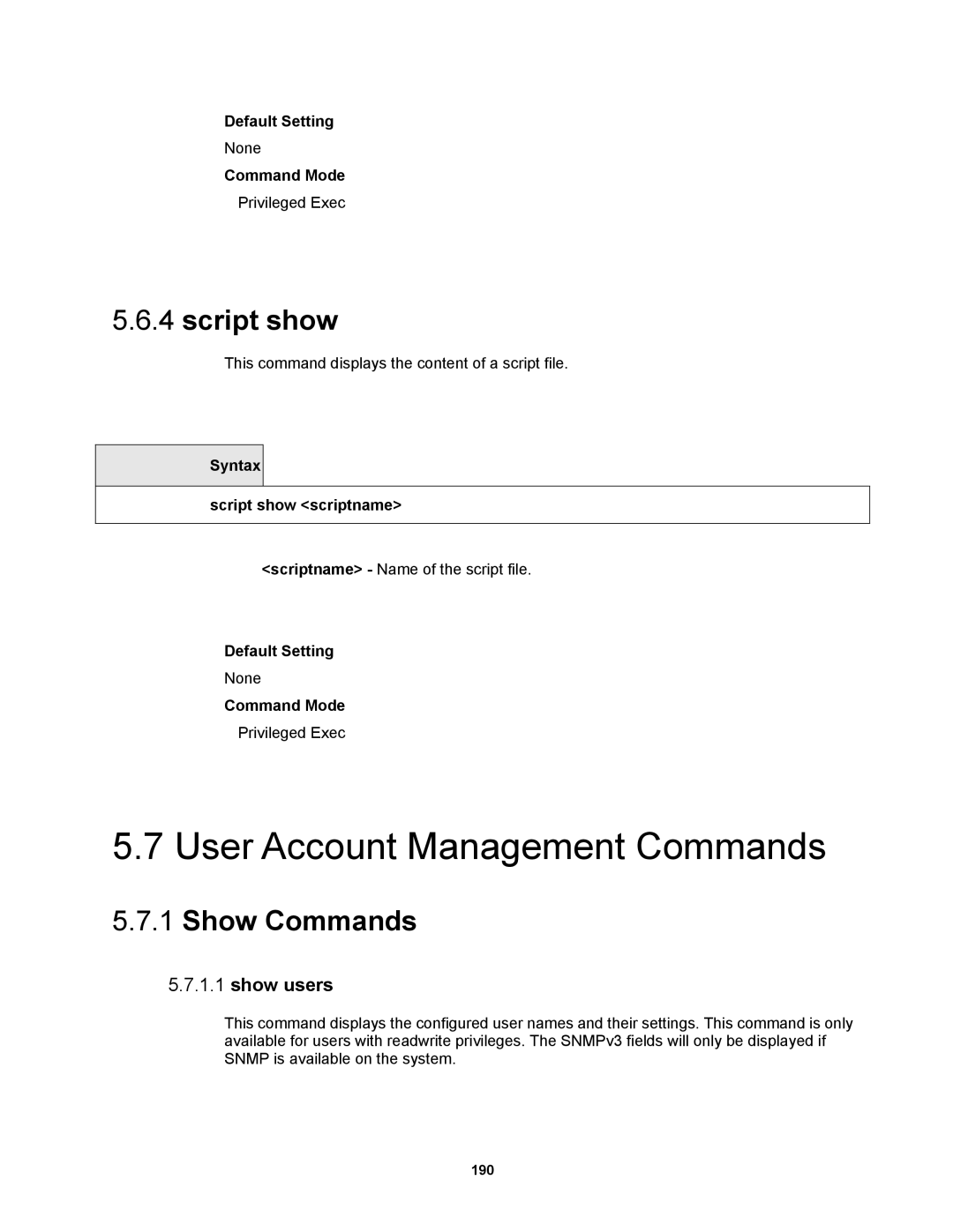 Fortinet MR1 manual Show users, Syntax Script show scriptname 