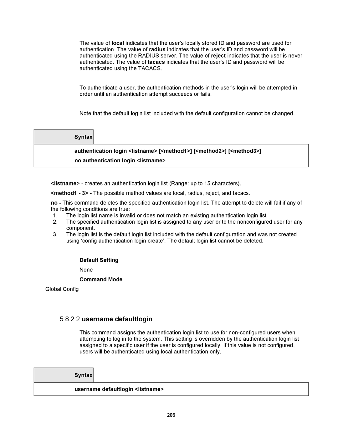 Fortinet MR1 manual Syntax Username defaultlogin listname 