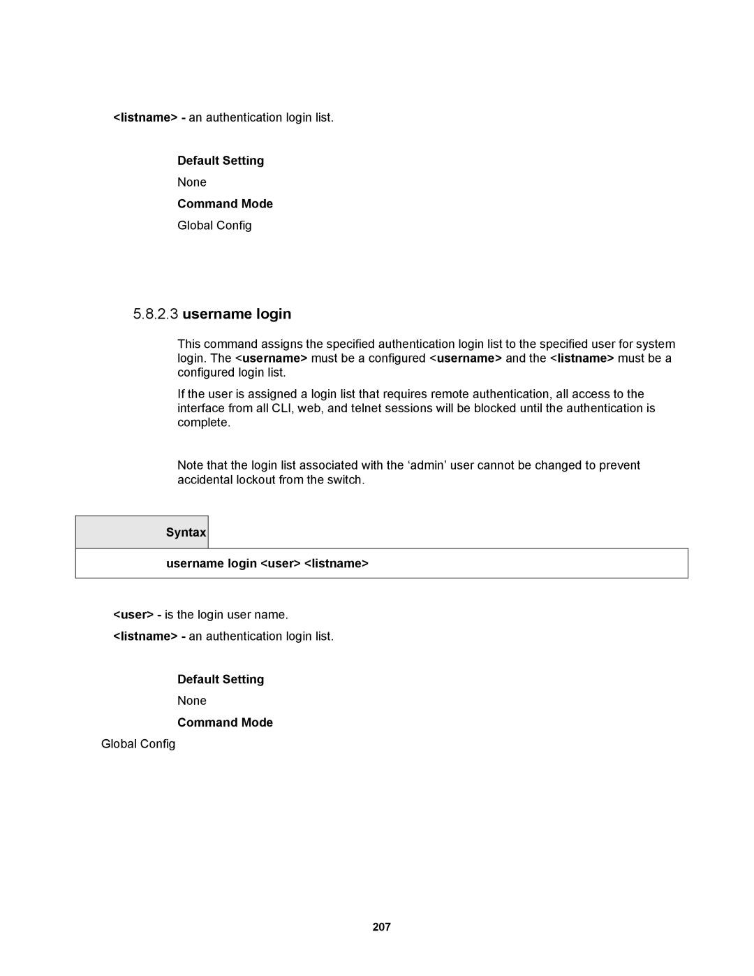 Fortinet MR1 manual Syntax Username login user listname 