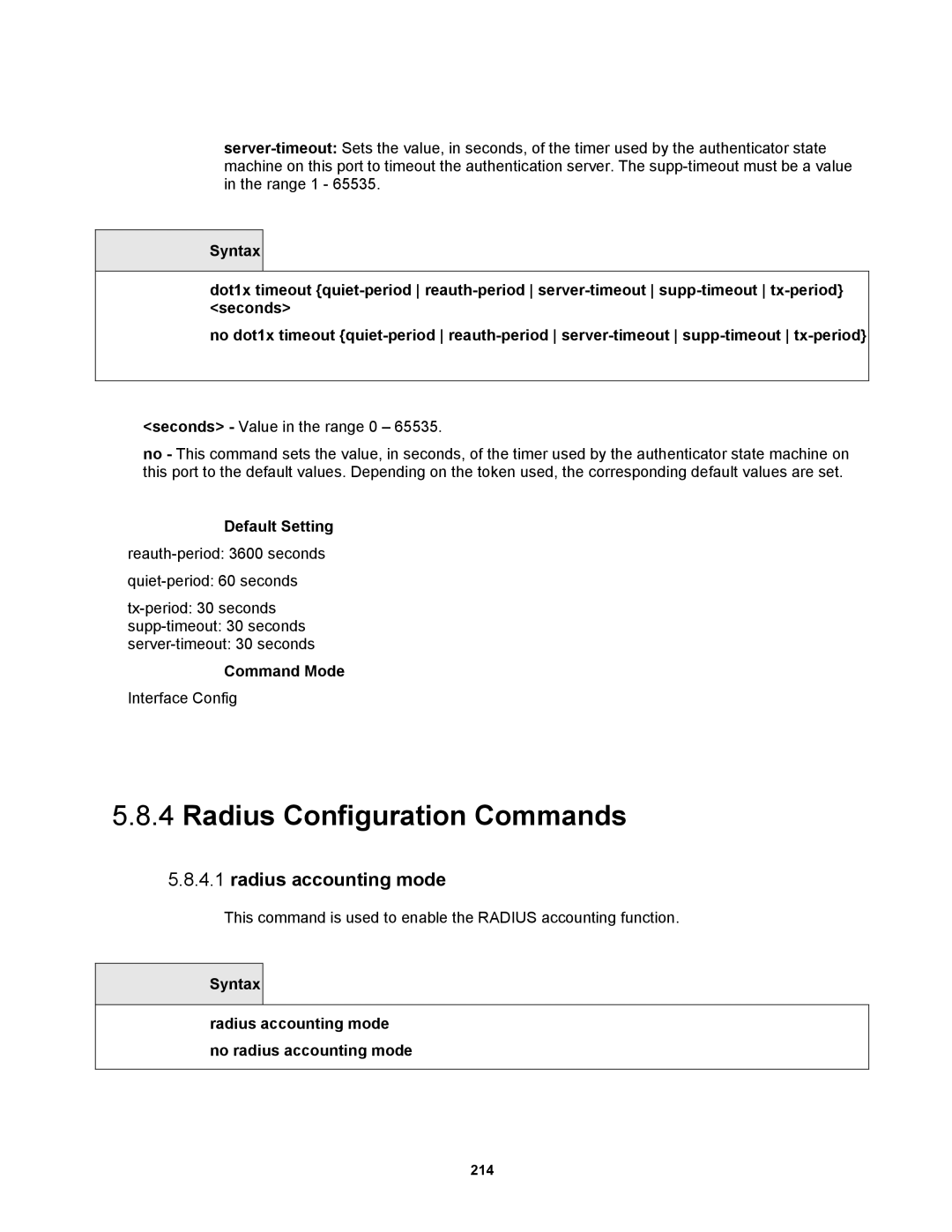 Fortinet MR1 manual Radius Configuration Commands, Radius accounting mode 