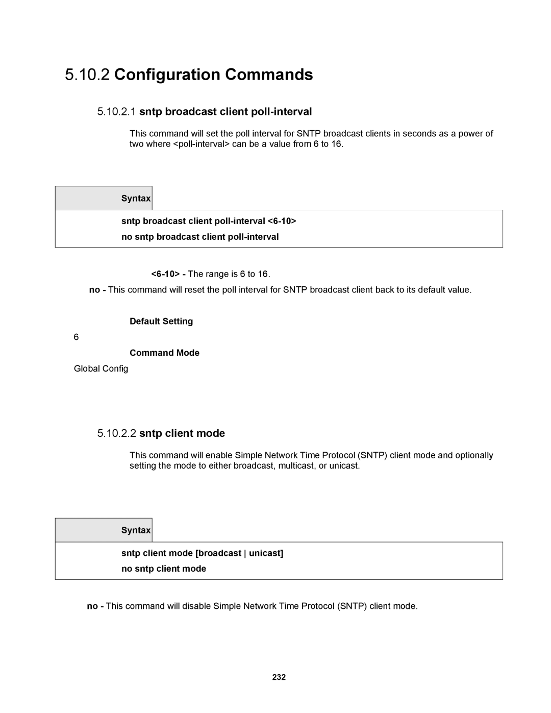 Fortinet MR1 manual Sntp broadcast client poll-interval, Sntp client mode 