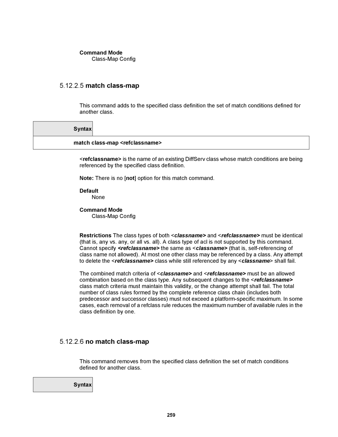 Fortinet MR1 manual No match class-map, Syntax Match class-map refclassname 