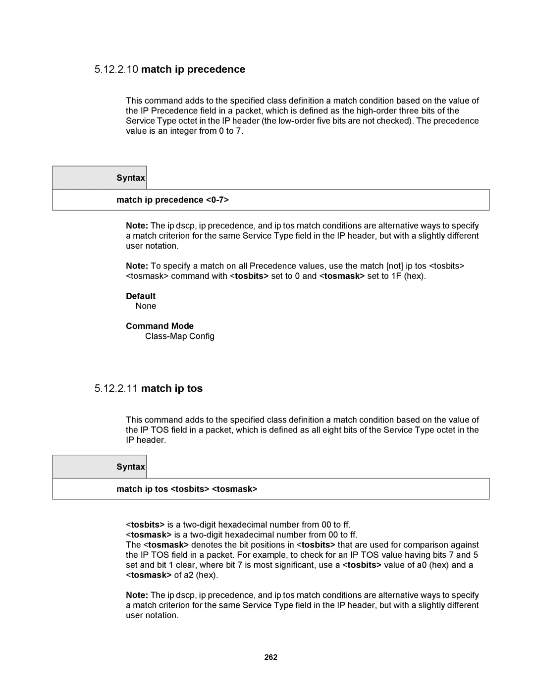 Fortinet MR1 manual Syntax Match ip precedence Default, Syntax Match ip tos tosbits tosmask 