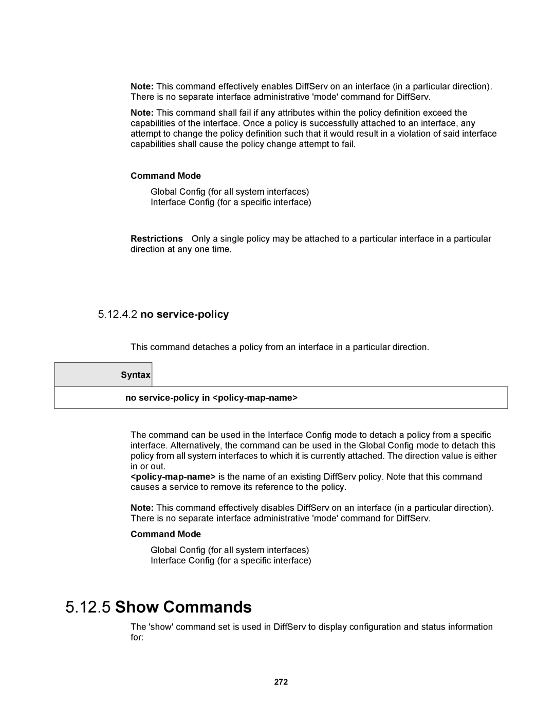 Fortinet MR1 manual Syntax No service-policy in policy-map-name 