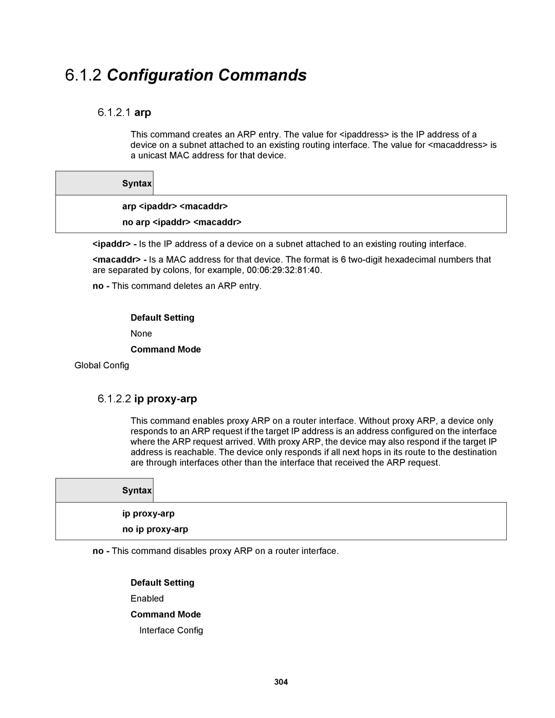 Fortinet MR1 manual 2.1 arp, Syntax Arp ipaddr macaddr no arp ipaddr macaddr, Syntax Ip proxy-arp no ip proxy-arp 