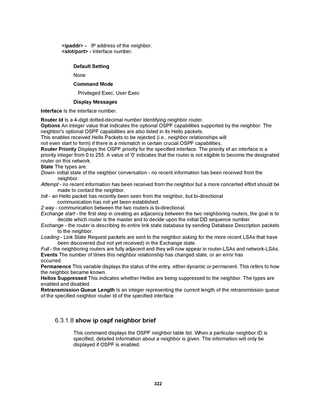 Fortinet MR1 manual Show ip ospf neighbor brief 