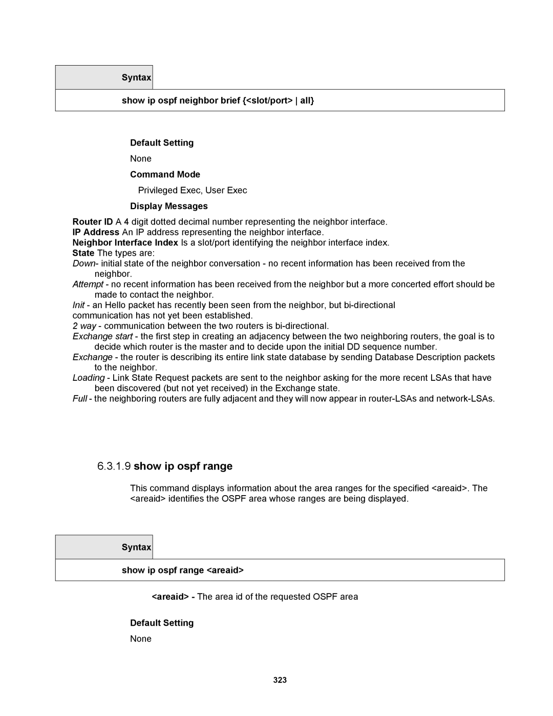 Fortinet MR1 manual Syntax Show ip ospf range areaid 