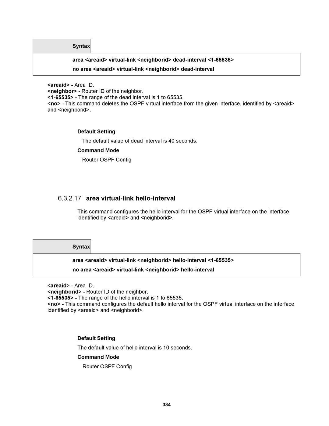 Fortinet MR1 manual Area virtual-link hello-interval 