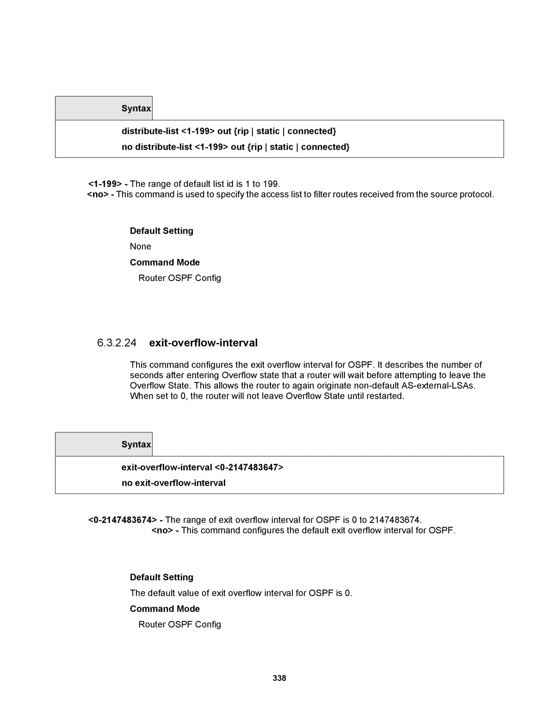 Fortinet MR1 manual Exit-overflow-interval 