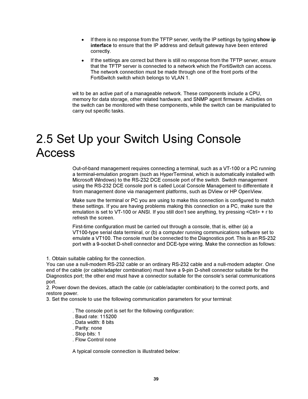 Fortinet MR1 manual Set Up your Switch Using Console Access 