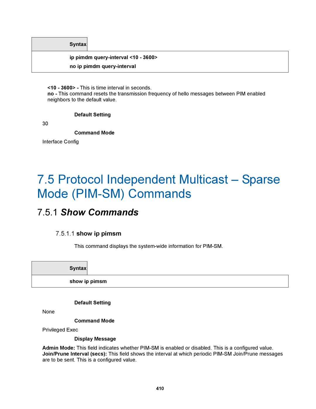 Fortinet MR1 manual Syntax Show ip pimsm Default Setting 