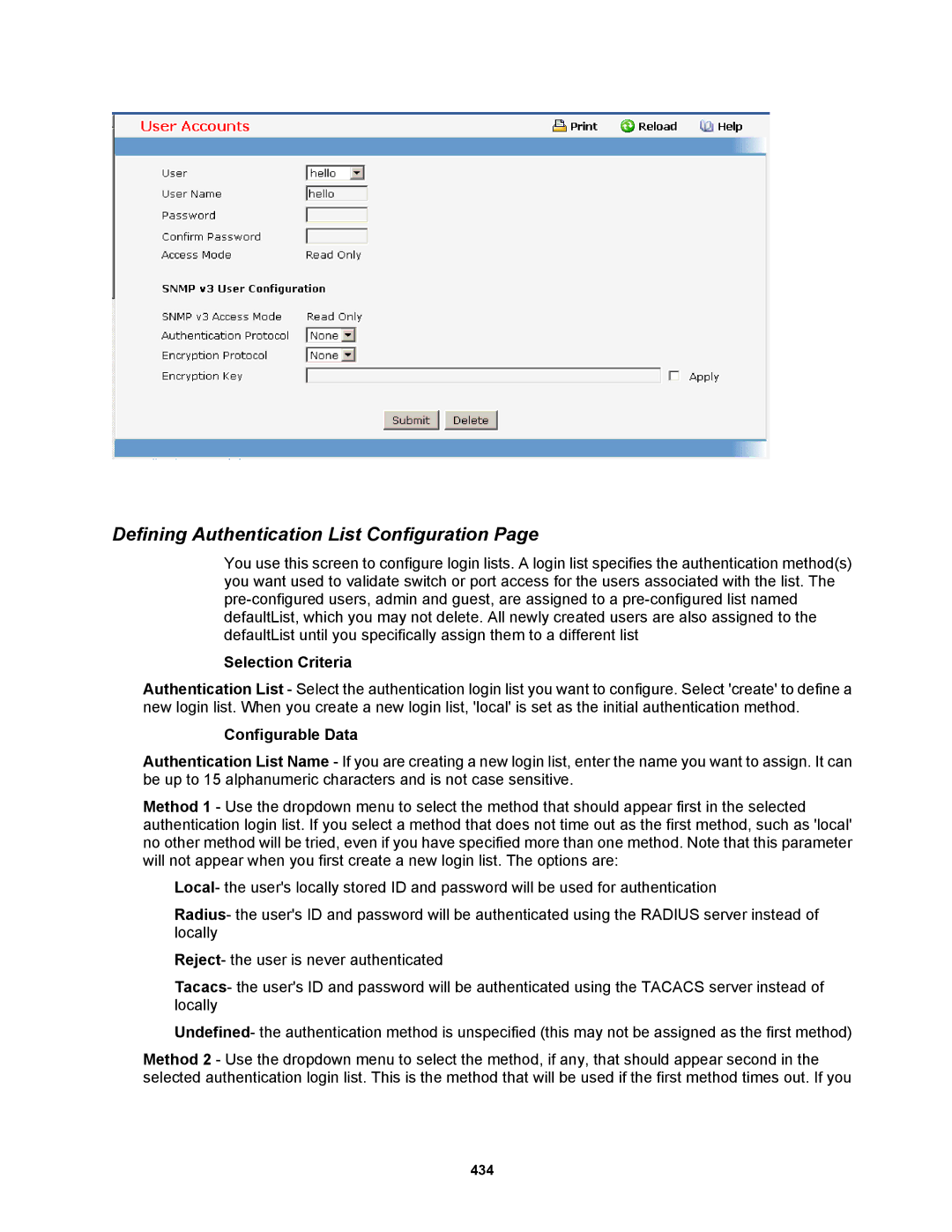 Fortinet MR1 manual Defining Authentication List Configuration 