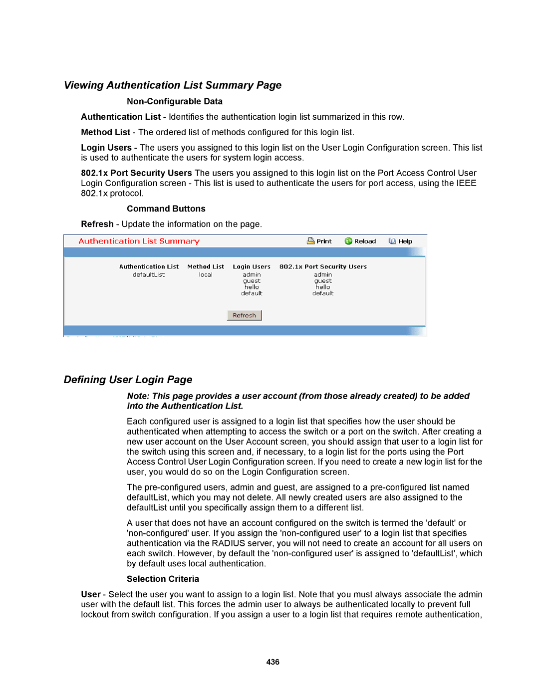 Fortinet MR1 manual Viewing Authentication List Summary, Defining User Login 