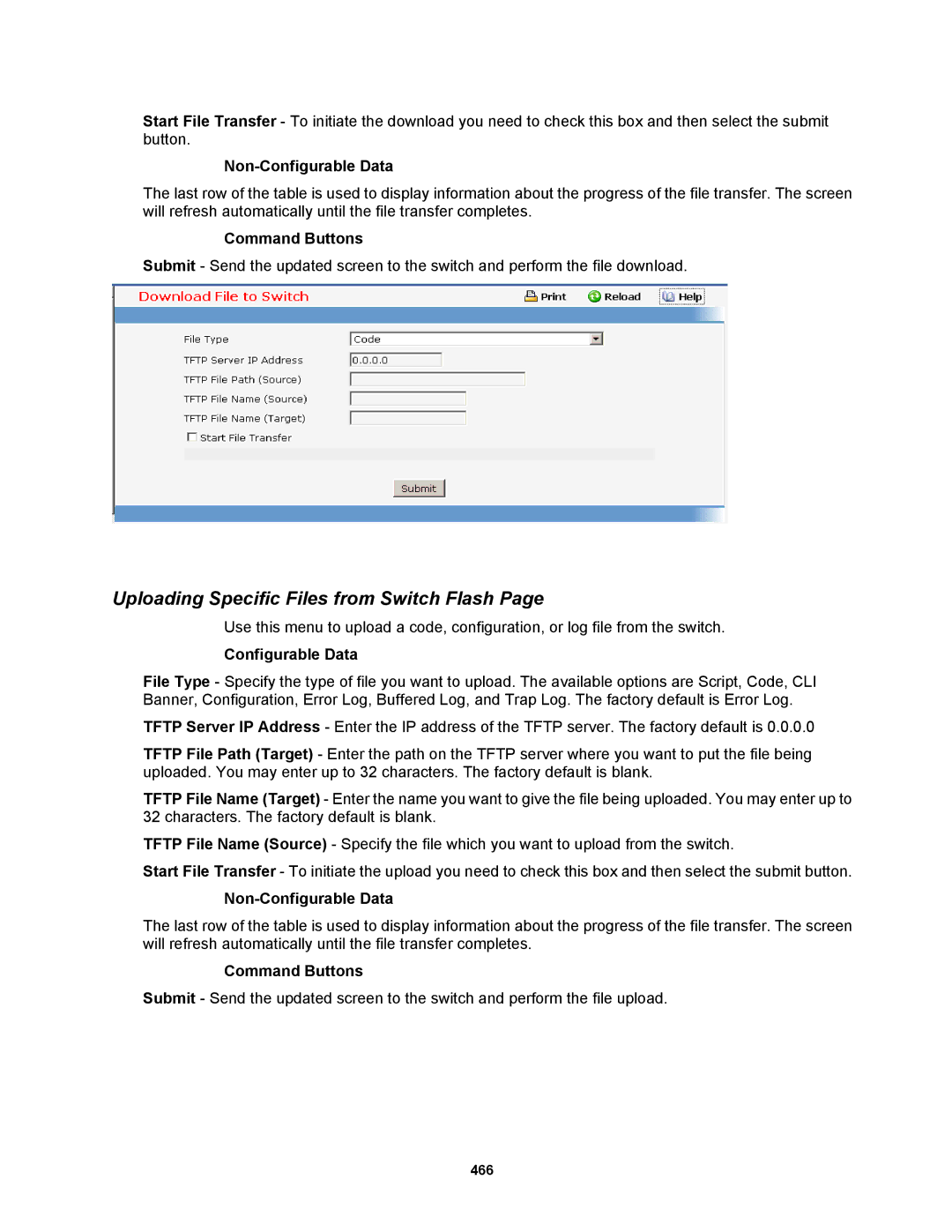 Fortinet MR1 manual Uploading Specific Files from Switch Flash, Non-Configurable Data 