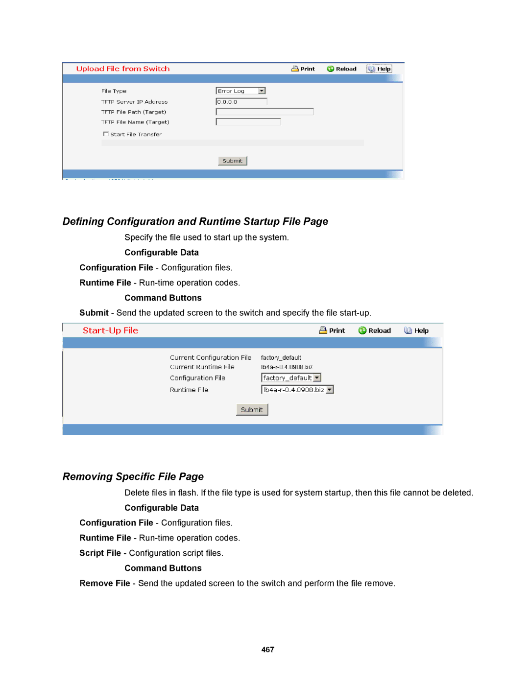 Fortinet MR1 manual Defining Configuration and Runtime Startup File, Removing Specific File 