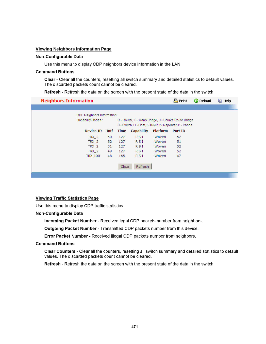 Fortinet MR1 manual Viewing Neighbors Information Non-Configurable Data, Viewing Traffic Statistics 