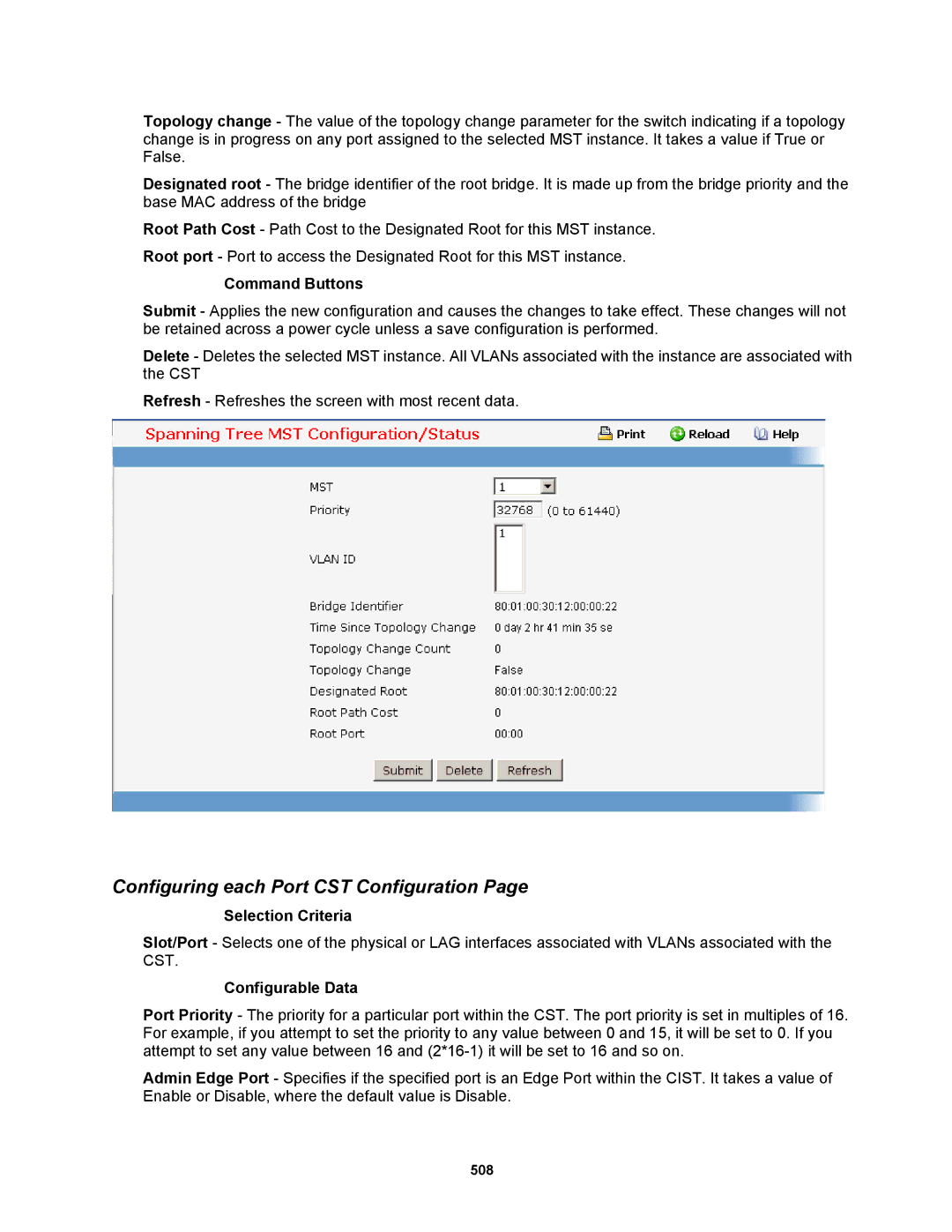 Fortinet MR1 manual Configuring each Port CST Configuration 