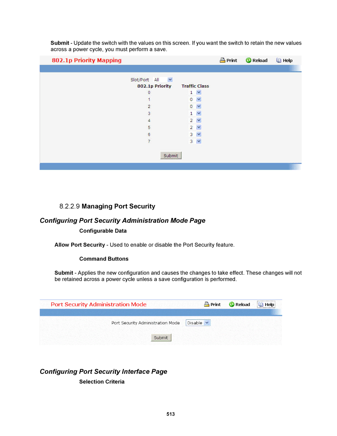 Fortinet MR1 Managing Port Security, Configuring Port Security Administration Mode, Configuring Port Security Interface 