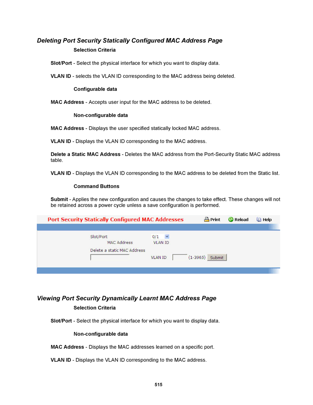 Fortinet MR1 manual Deleting Port Security Statically Configured MAC Address 