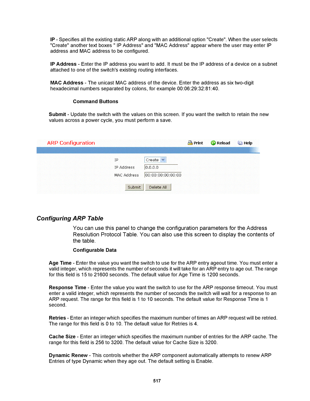 Fortinet MR1 manual Configuring ARP Table 