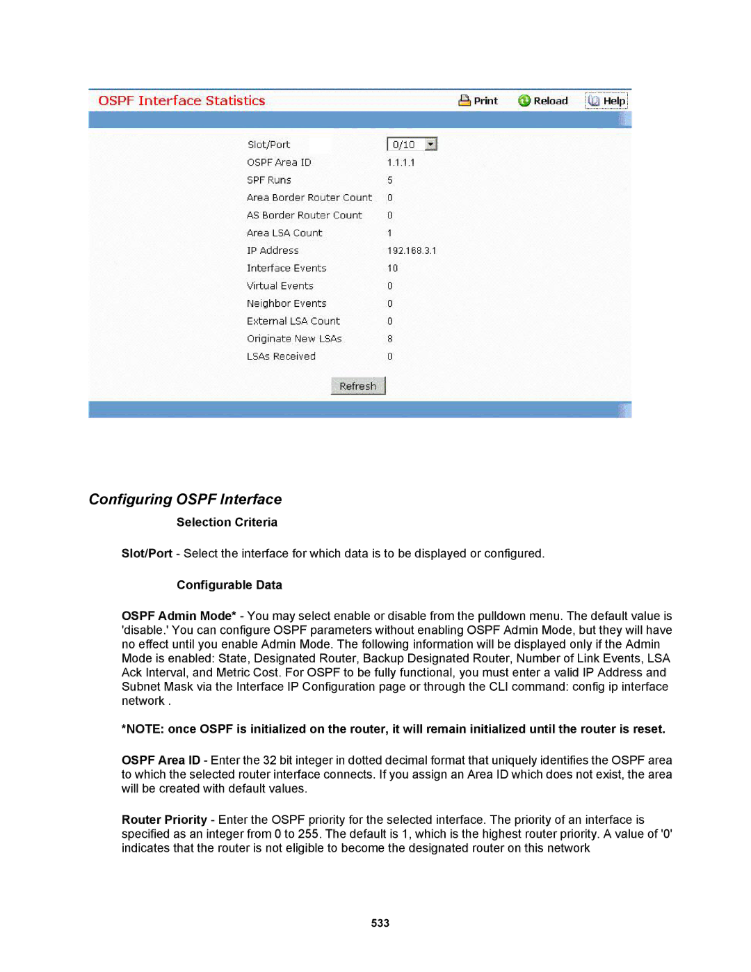 Fortinet MR1 manual Configuring Ospf Interface, Configurable Data 