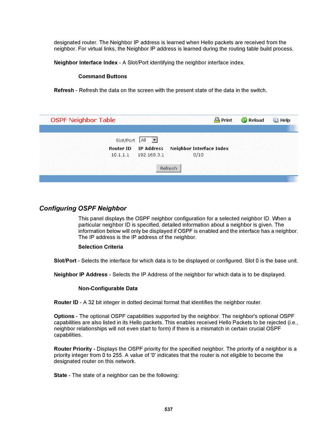 Fortinet MR1 manual Configuring Ospf Neighbor 