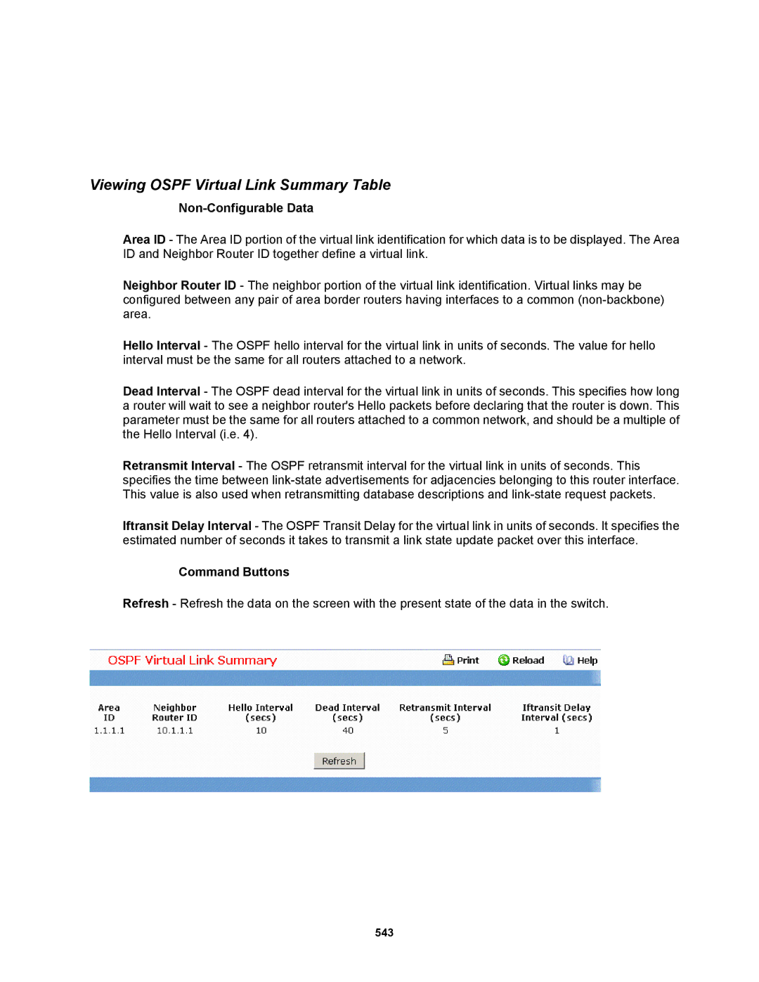 Fortinet MR1 manual Viewing Ospf Virtual Link Summary Table 