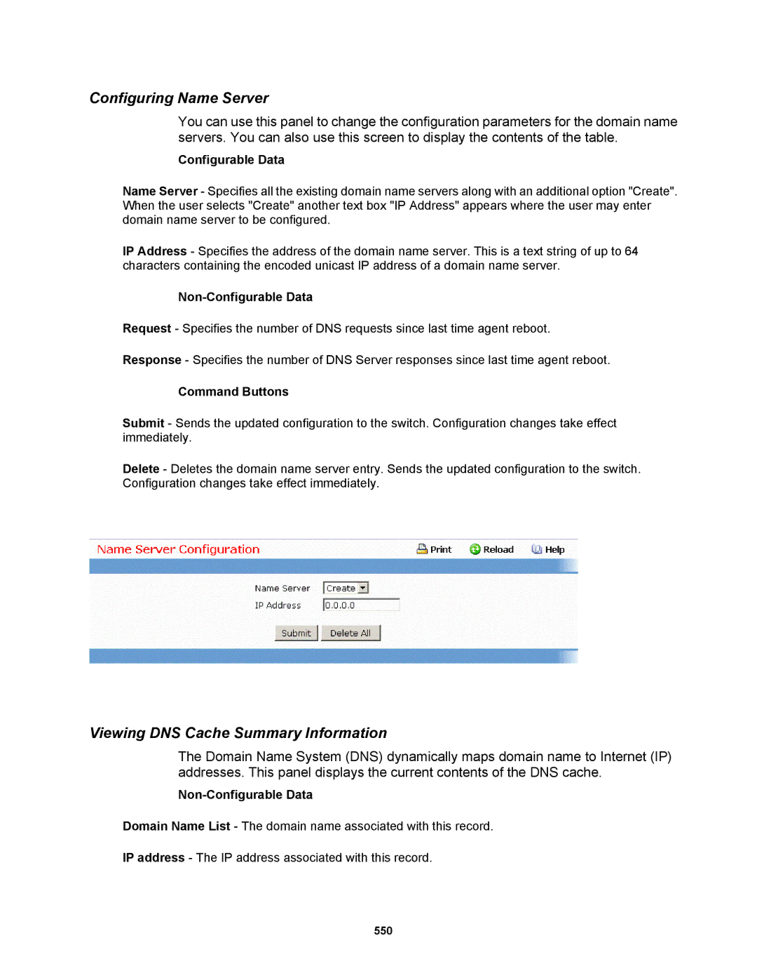 Fortinet MR1 manual Configuring Name Server, Viewing DNS Cache Summary Information 