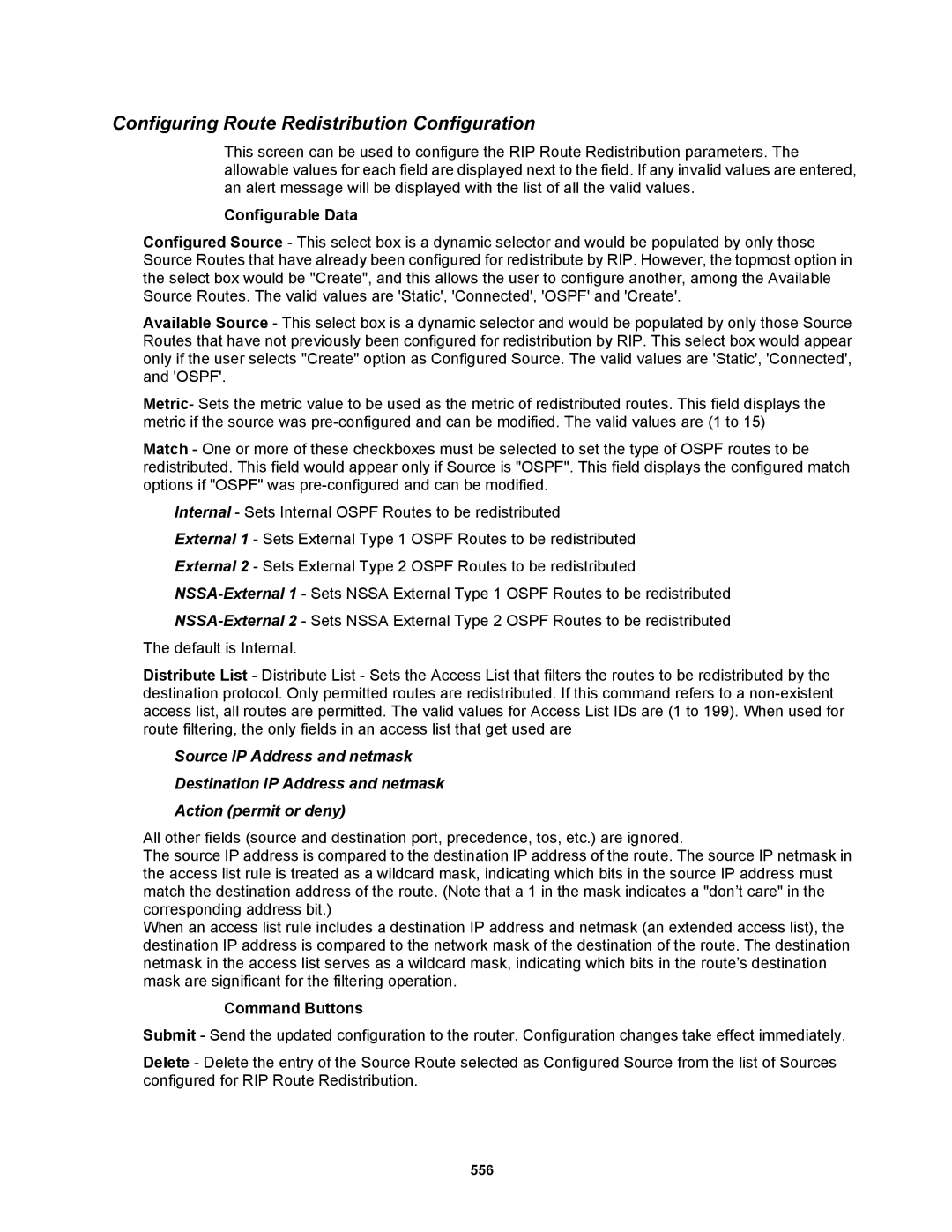 Fortinet MR1 manual Configuring Route Redistribution Configuration 