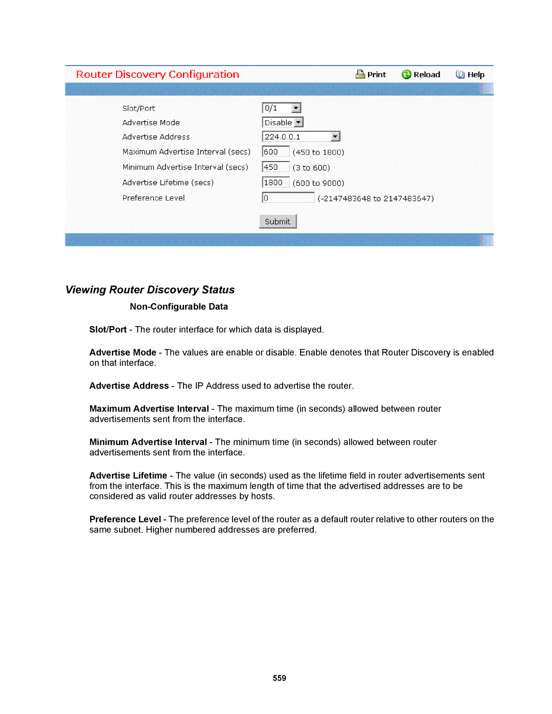 Fortinet MR1 manual Viewing Router Discovery Status, Non-Configurable Data 