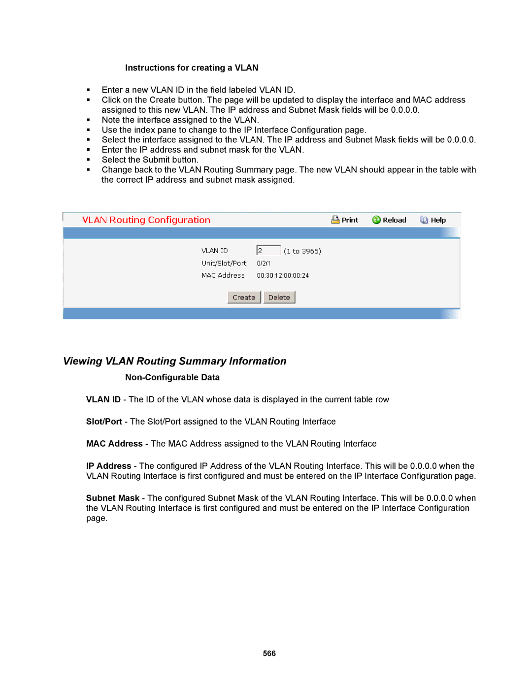 Fortinet MR1 manual Viewing Vlan Routing Summary Information, Instructions for creating a Vlan 