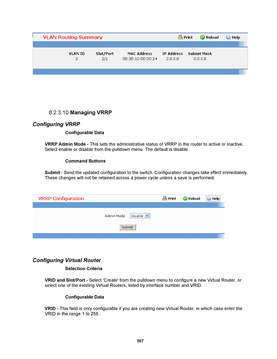 Fortinet MR1 manual Managing Vrrp, Configuring Vrrp, Configuring Virtual Router 