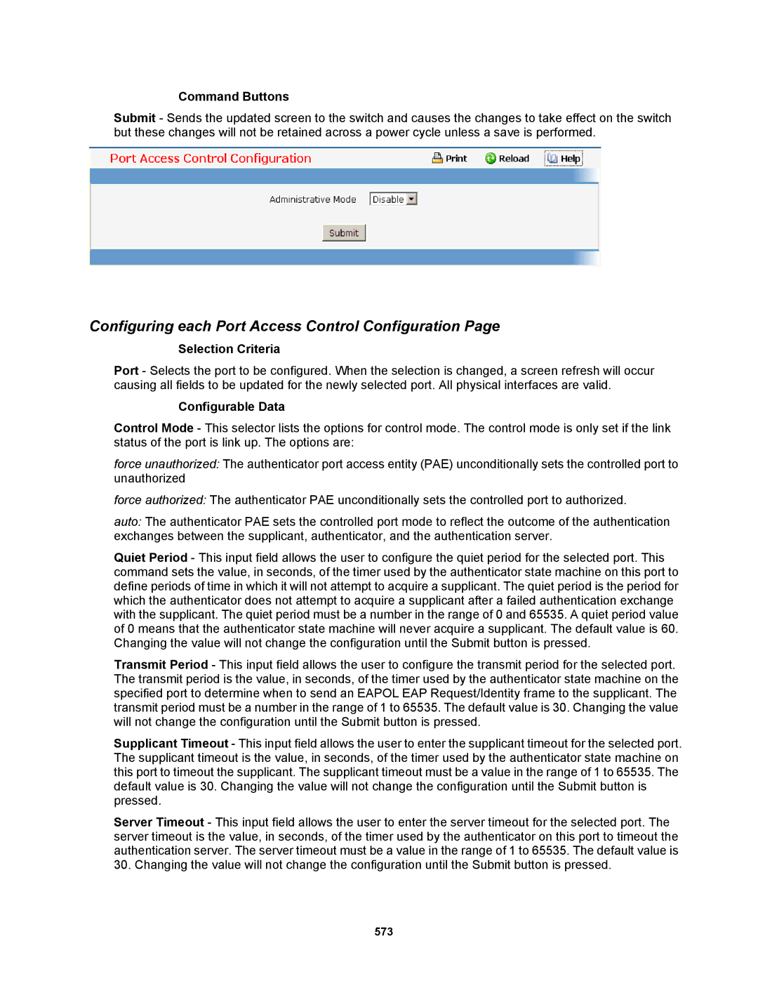 Fortinet MR1 manual Configuring each Port Access Control Configuration, Selection Criteria 