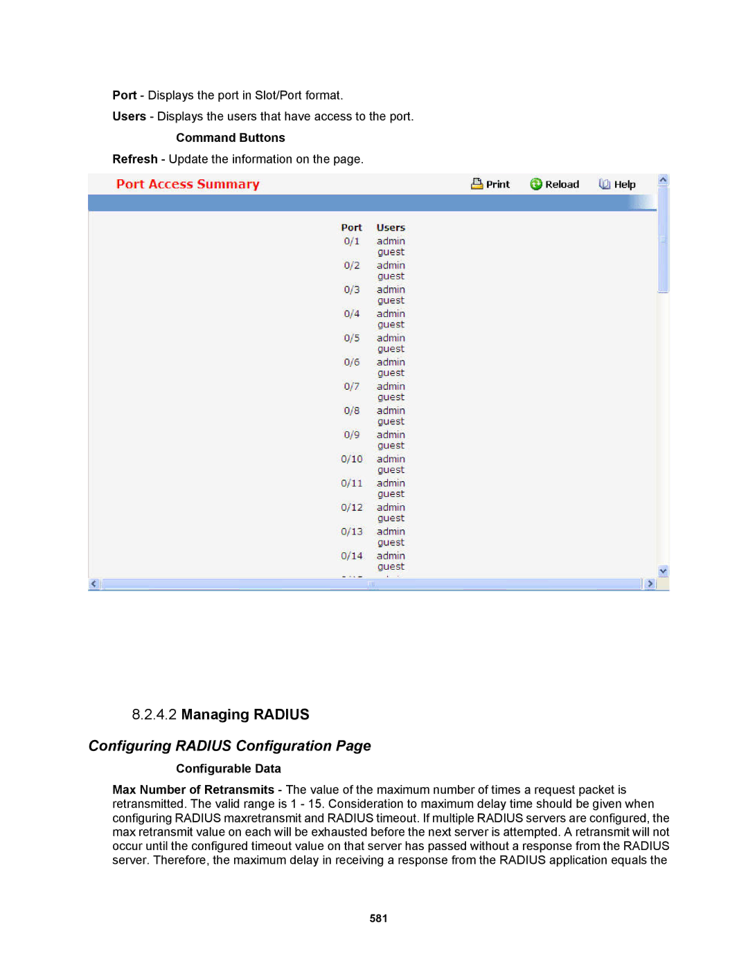 Fortinet MR1 manual Managing Radius, Configuring Radius Configuration 