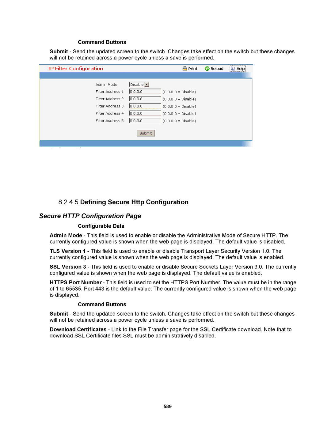 Fortinet MR1 manual Defining Secure Http Configuration 