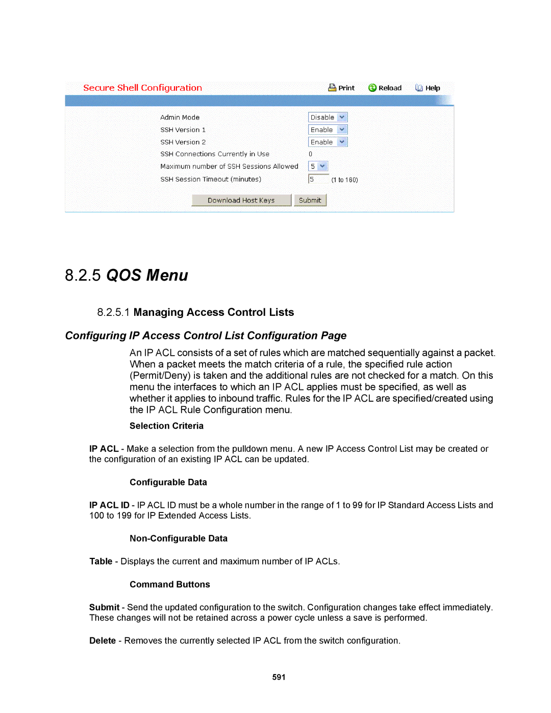 Fortinet MR1 manual Managing Access Control Lists, Configuring IP Access Control List Configuration 