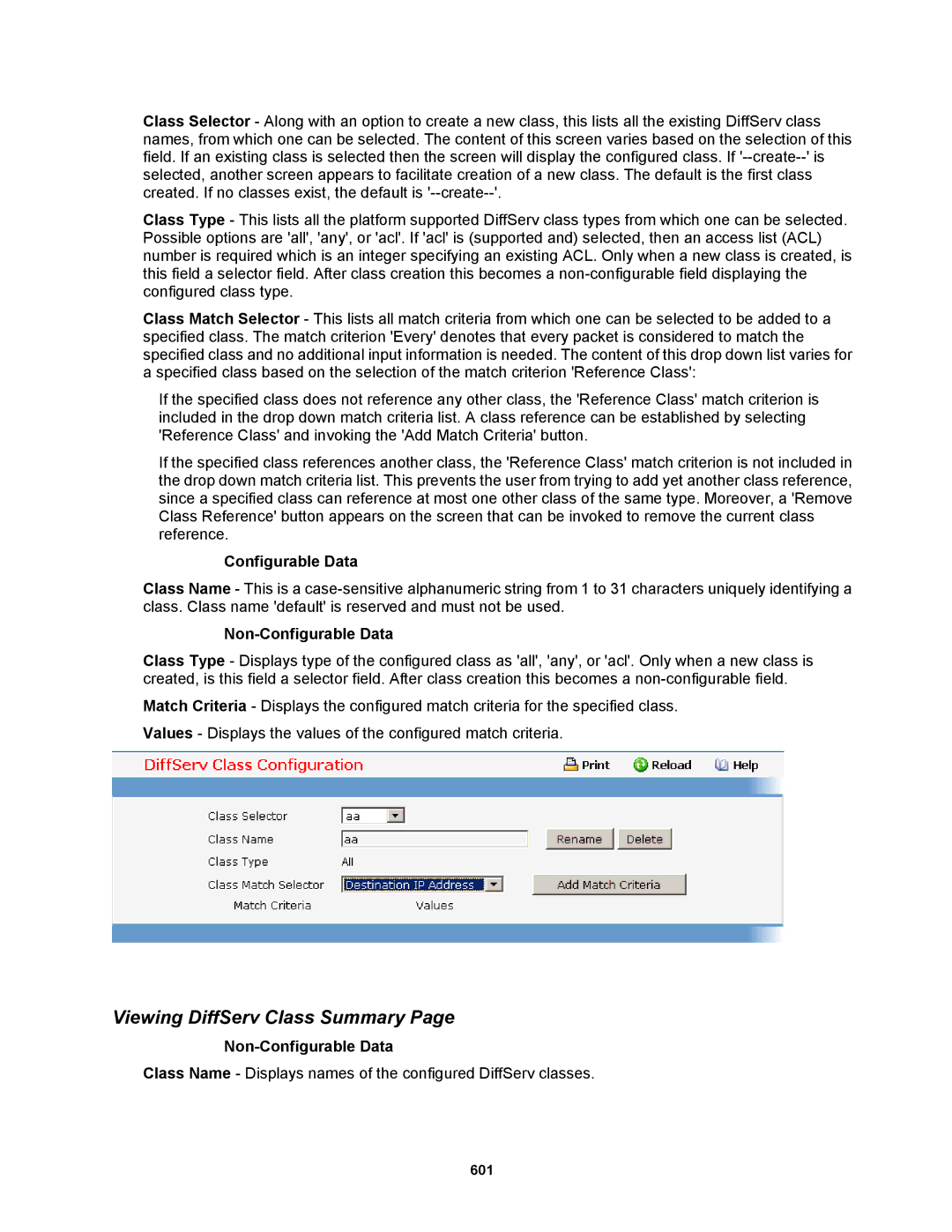 Fortinet MR1 manual Viewing DiffServ Class Summary, Configurable Data 