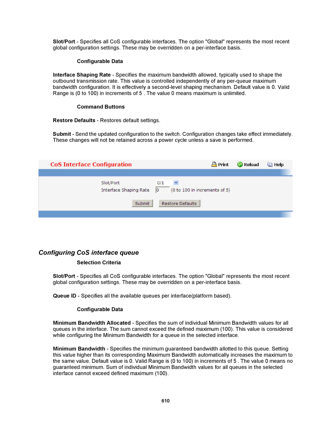 Fortinet MR1 manual Configuring CoS interface queue 