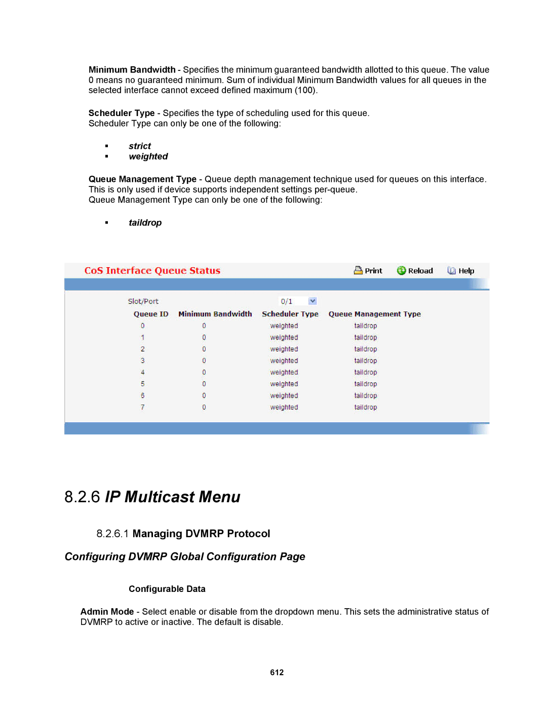 Fortinet MR1 manual Managing Dvmrp Protocol, Configuring Dvmrp Global Configuration 