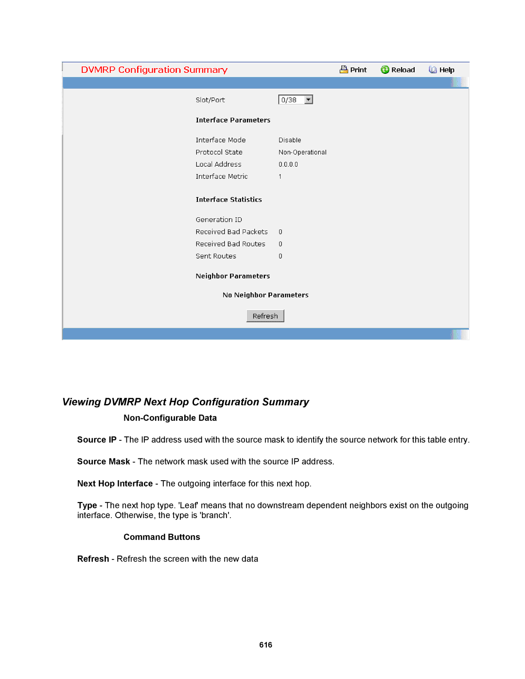 Fortinet MR1 manual Viewing Dvmrp Next Hop Configuration Summary 