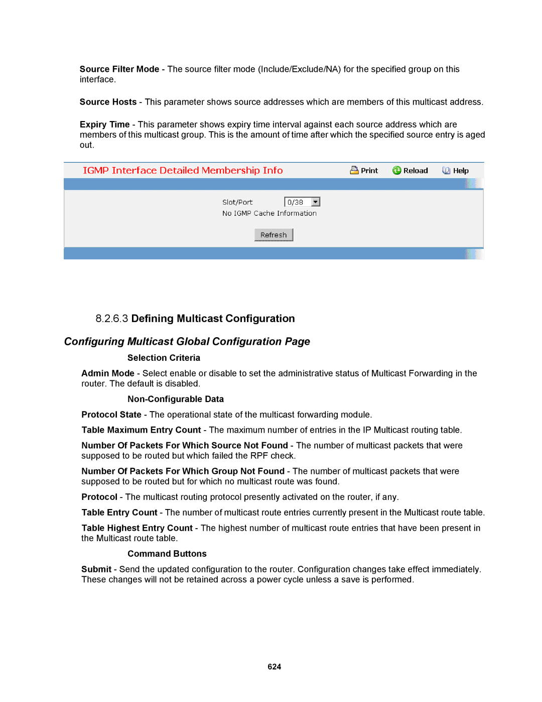 Fortinet MR1 manual Defining Multicast Configuration, Configuring Multicast Global Configuration 