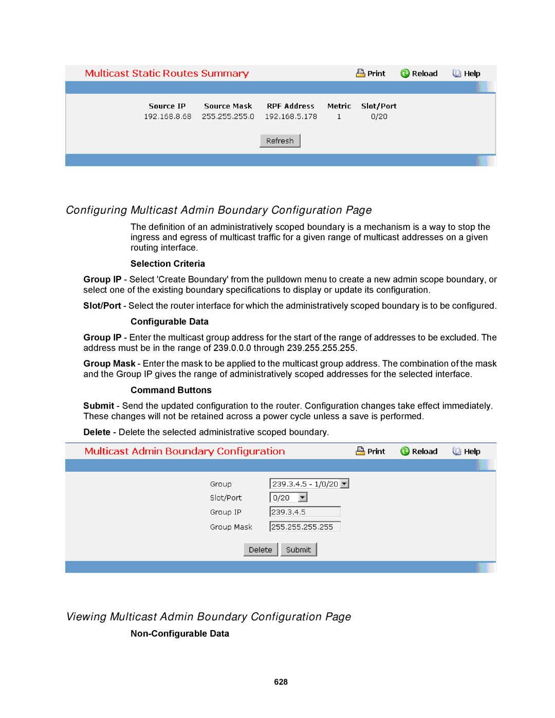 Fortinet MR1 manual Configuring Multicast Admin Boundary Configuration, Viewing Multicast Admin Boundary Configuration 