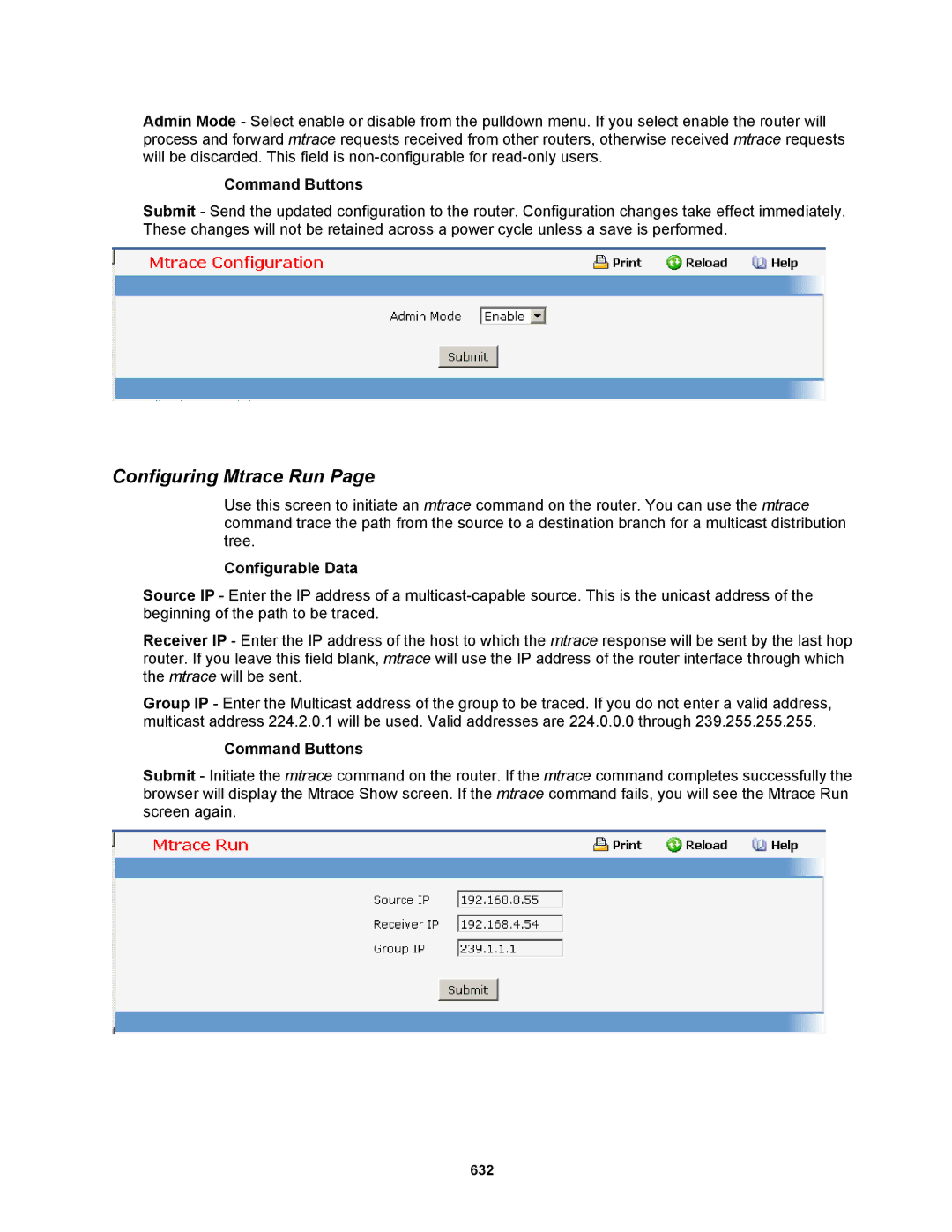 Fortinet MR1 manual Configuring Mtrace Run 