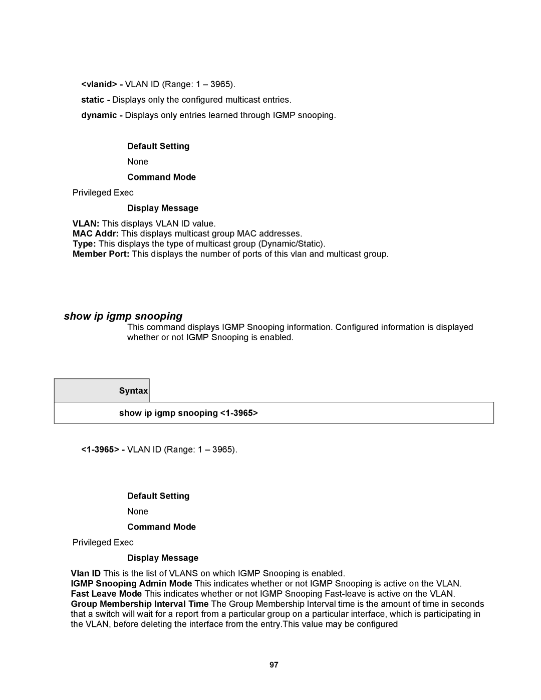 Fortinet MR1 manual Syntax Show ip igmp snooping 