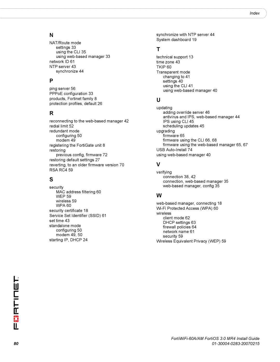 Fortinet ORTIWIFI-60A /AM manual 01-30004-0283-20070215 