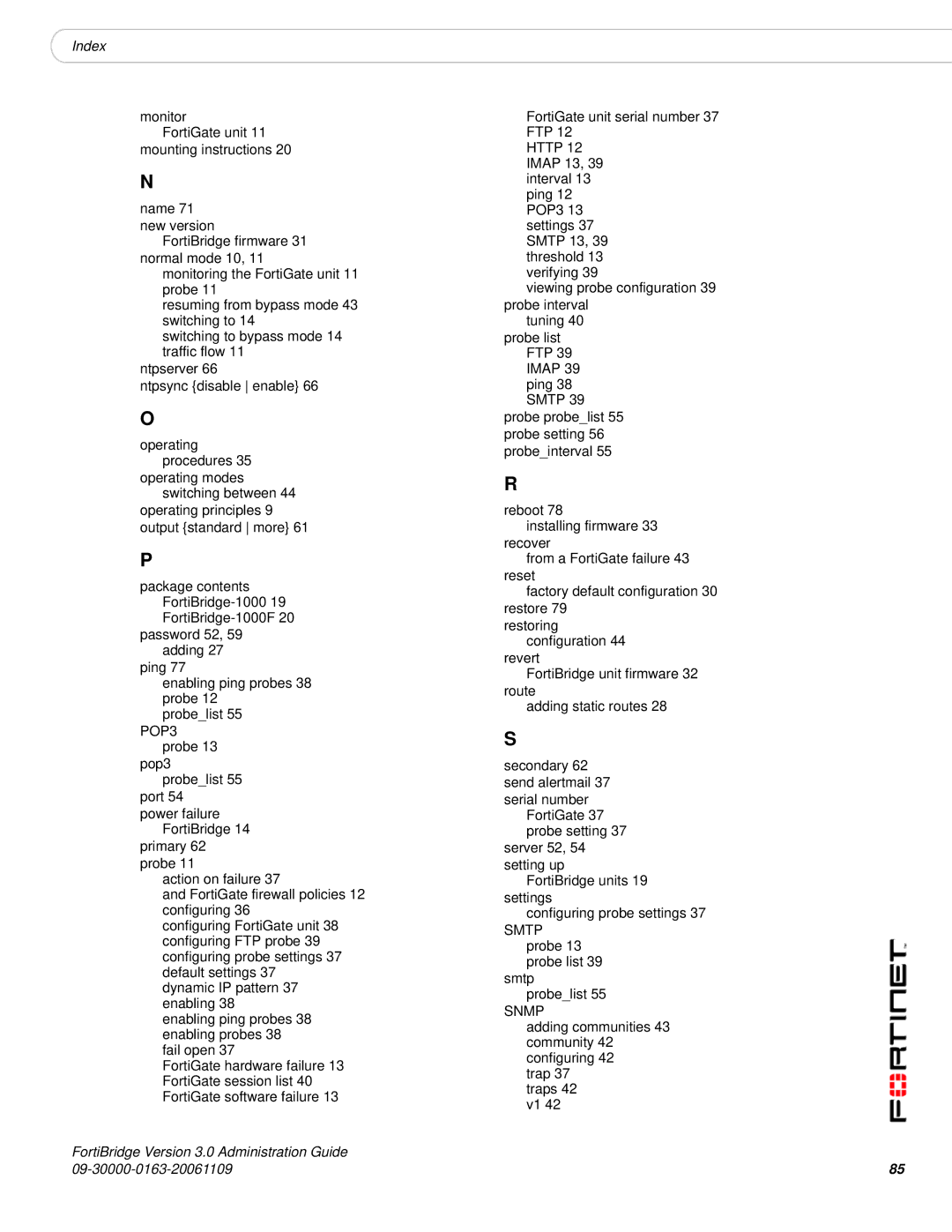 Fortinet Version 3.0 manual Snmp 