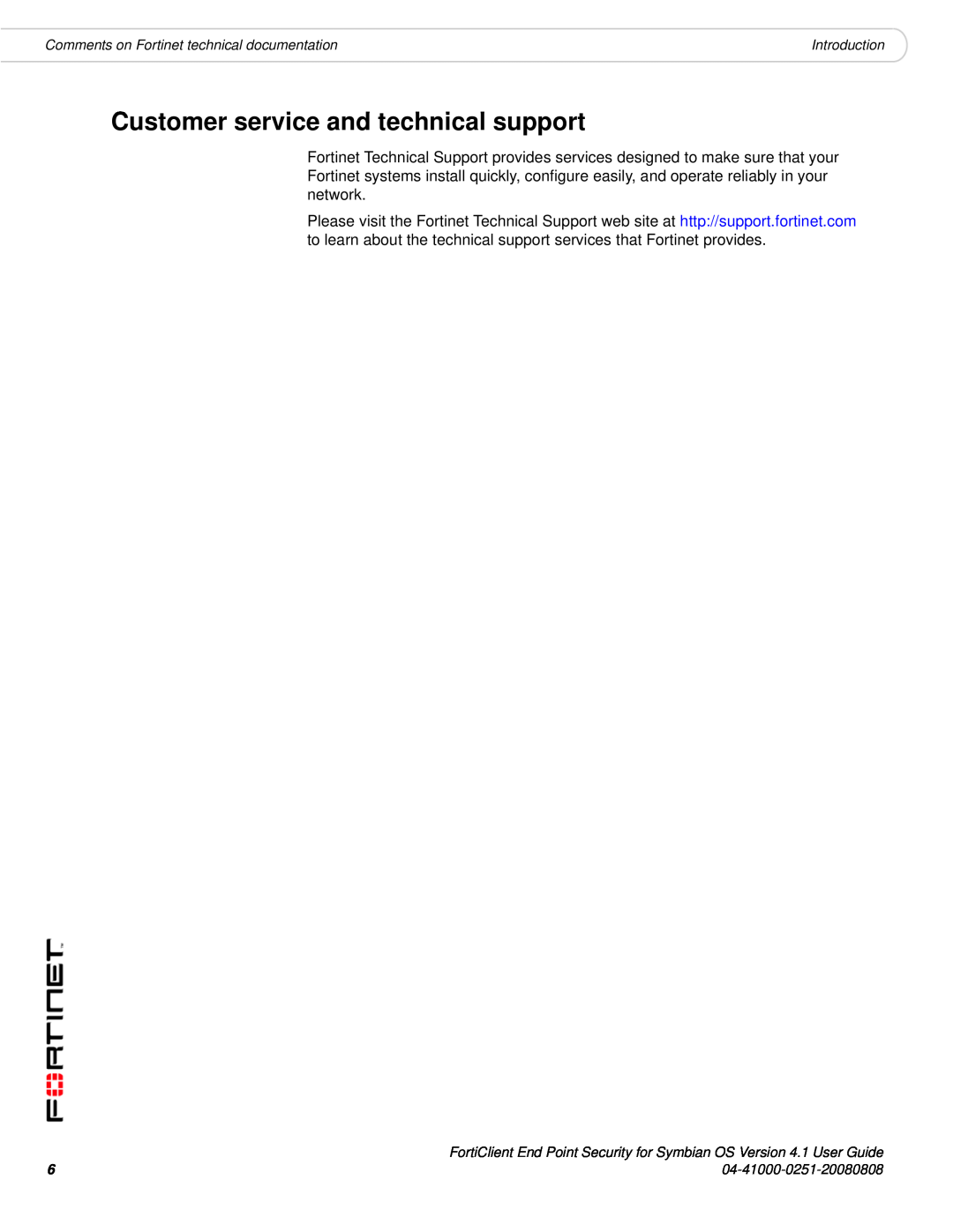 Fortinet Version 4.1 manual Customer service and technical support, Introduction 