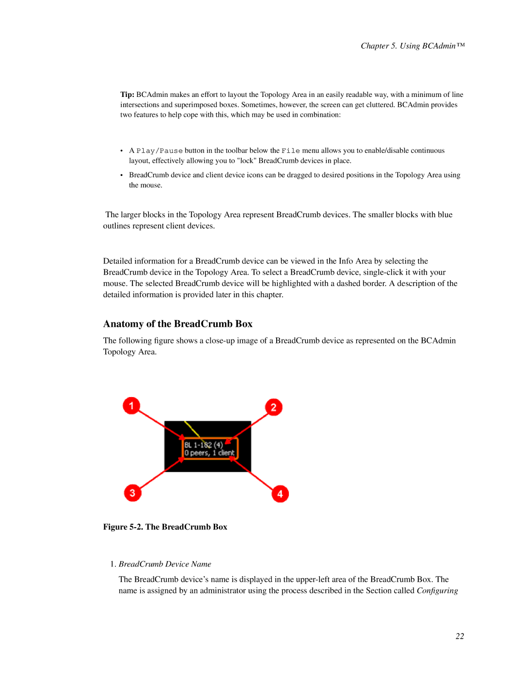 Fortress Technologies BreadCrumb Wireless Network manual Anatomy of the BreadCrumb Box, BreadCrumb Device Name 